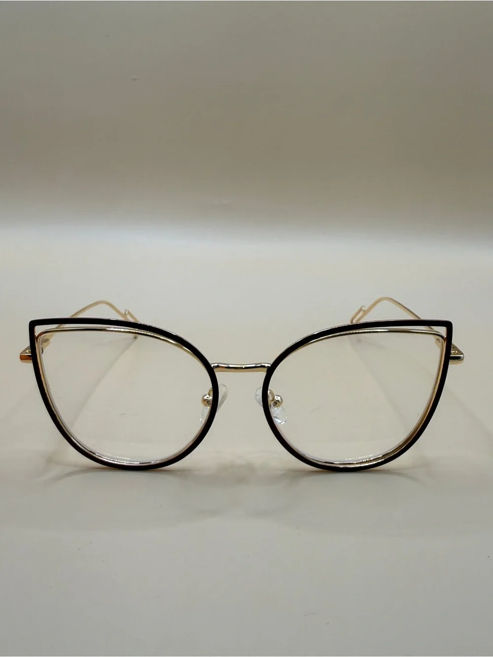 Vooglam Cat-Eye Clear Lens Glasses with Orange Soft Pouch, No prescription
